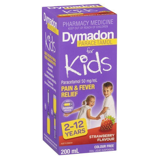 Dymadon for Kids Strawberry 200ml - Gentle Pain & Fever Relief for Ages 2-12 - Auzzi Store