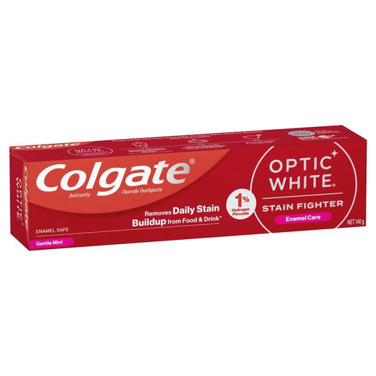 Colgate Optic White Stain Fighter Teeth Whitening Toothpaste 140g - Enamel Care-Auzzi Store