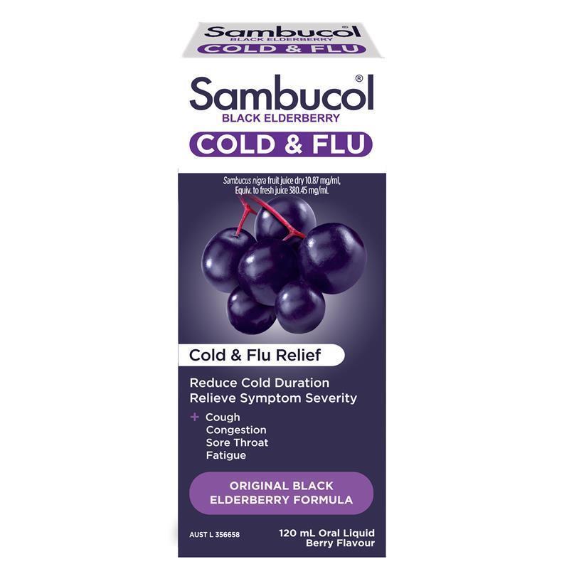 Sambucol Black Elderberry Cold & Flu Syrup 120ml - Natural Relief for Cold & Flu Symptoms-Auzzi Store