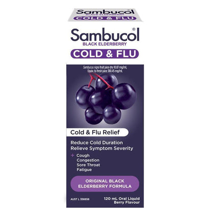 Sambucol Black Elderberry Cold & Flu Syrup 120ml - Natural Relief for Cold & Flu Symptoms-Auzzi Store