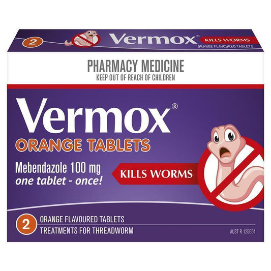 Vermox Worming Treatment - Orange 2 Tablets for Intestinal Health-Auzzi Store