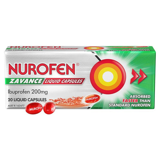 Nurofen Zavance Fast Pain Relief Liquid Capsules 200mg - 20 Pack-Auzzi Store
