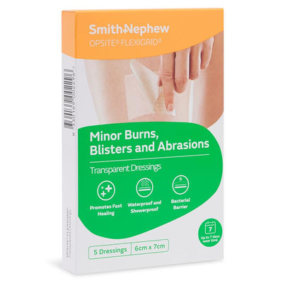 OPSITE FLEXIGRID Transparent Waterproof Dressing - 6cm x 7cm (Pack of 5)