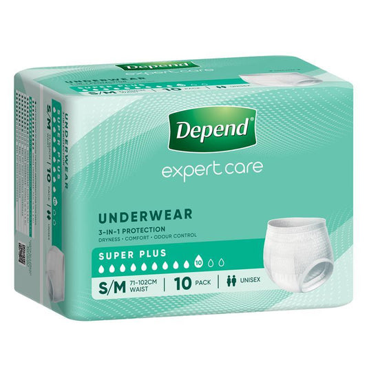 Depend Super Plus Unisex Underwear S/M 10 Pack – Maximum Protection - Auzzistore