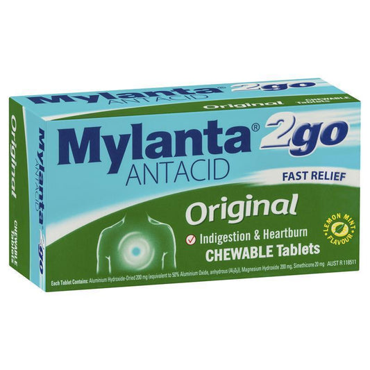 Mylanta 2Go Antacid Original Tablets Lemon Mint 100 Pack - Fast Relief for Indigestion-Auzzi Store