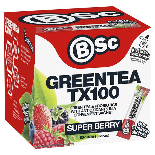 BSc Green Tea TX100 Super Berry 60 x 3g Serve - Antioxidant Powerhouse