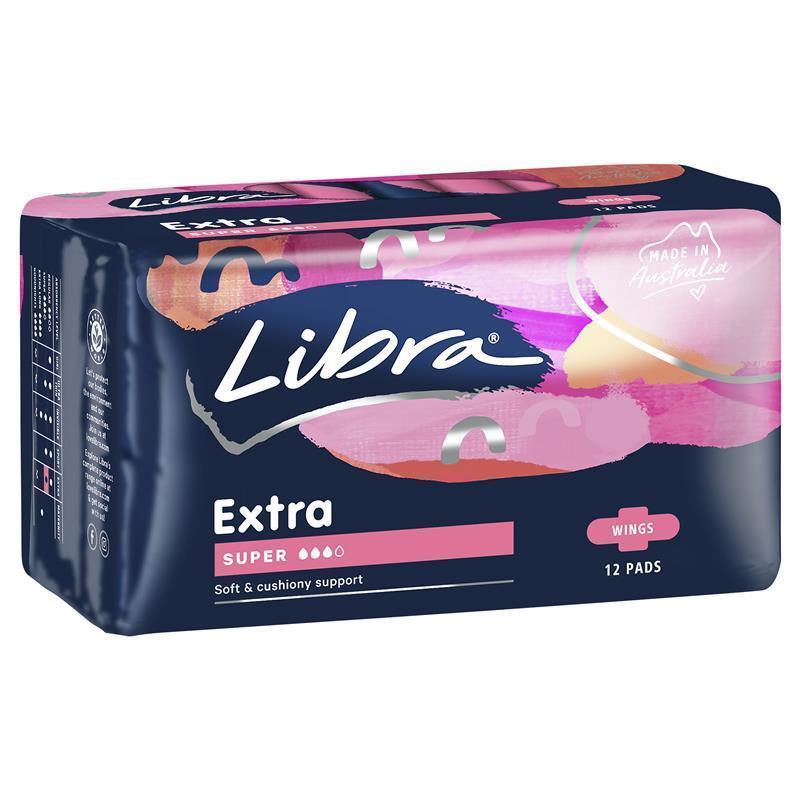 Libra Extra Super Absorbent Pads with Wings - 12 Pack