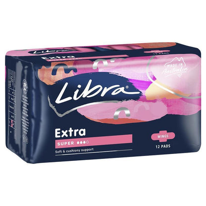 Libra Extra Super Absorbent Pads with Wings - 12 Pack