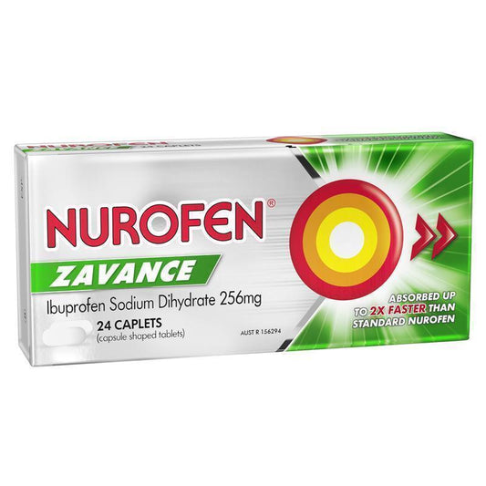 Nurofen Zavance Fast Pain Relief Caplets - 256mg Ibuprofen 24 Pack-Auzzi Store