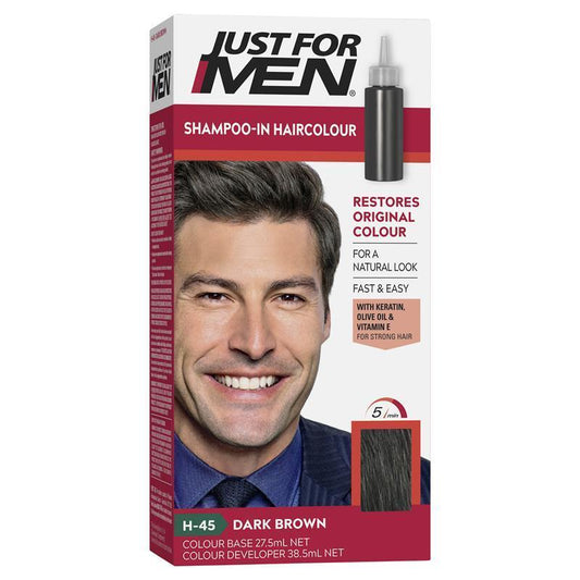 Just for Men Hair Colour H-45 Dark Brown 66ml - Natural Grey Coverage-Auzzi Store