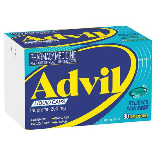 Advil Ibuprofen Pain Relief 90 Liquid Capsules for Fast Relief - Auzzistore
