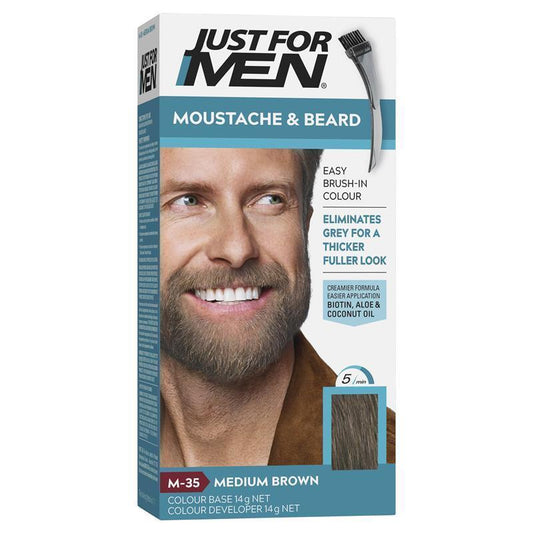 Just for Men Beard Colour - Medium Brown 28g - Effortless Grey Coverage-Auzzi Store