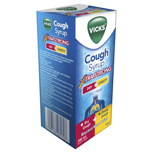 Vicks Cough Syrup Xtra Strong Dry + Chesty - 200ml-Auzzi Store