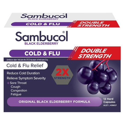 Sambucol Cold & Flu Double Strength 12 Capsules - Immune Support