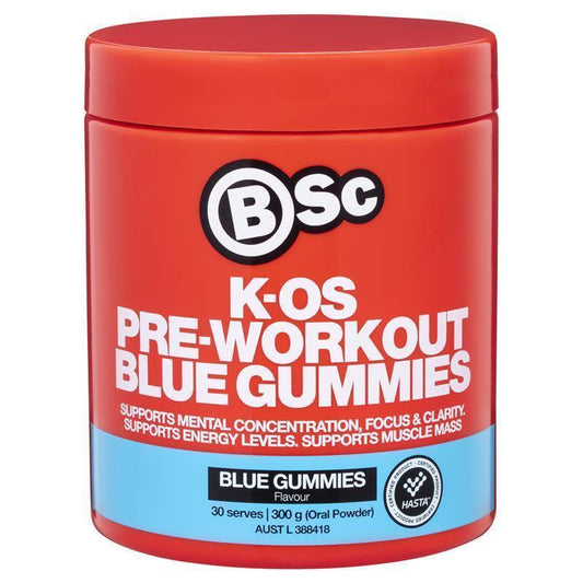 BSc K-OS Pre-Workout Blue Gummies 300g - Elevate Your Workout Performance