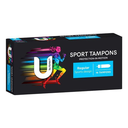 U By Kotex Sport Regular Tampons 16-tempons, 11g Absorbency with Gym Pouch