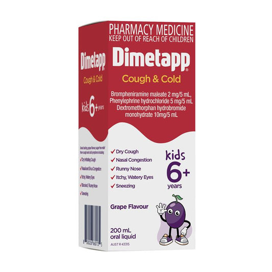 Dimetapp Cough and Cold Relief 200mL - Sugar Free Grape Flavor - Auzzistore