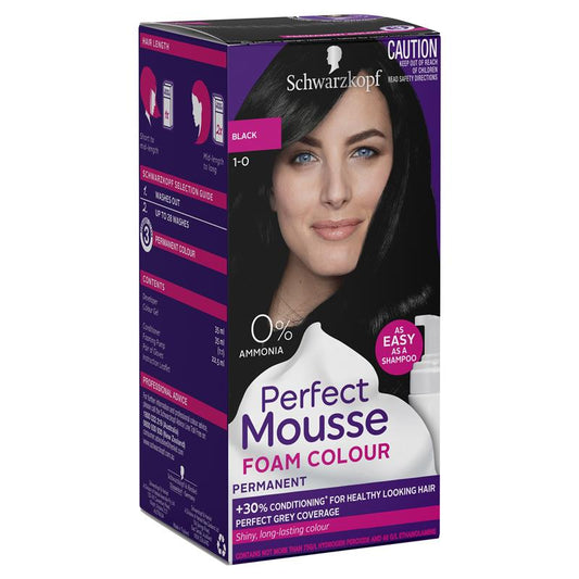 Schwarzkopf Perfect Mousse 1-0 Black Hair Color-Auzzi Store