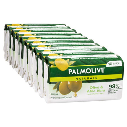 Palmolive Naturals Olive & Aloe Vera Moisture Care Bar Soap 90g - 10 Pack
