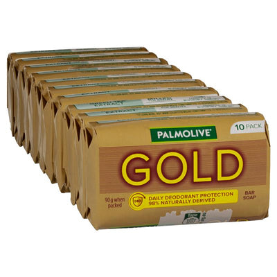 Palmolive Gold Bar Soap with Green Tea, Daily Deodorant Protection – 10 Pack 90g