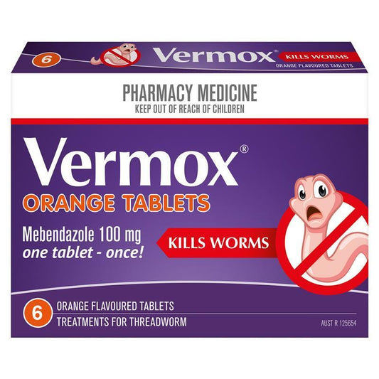 Vermox Worming Treatment - Orange Tablets 6 Tablets for Intestinal Health-Auzzi Store