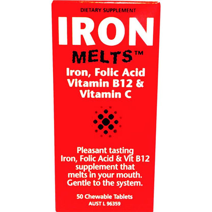 Iron Melts Iron Supplement Chewable Tablets, 50 Count