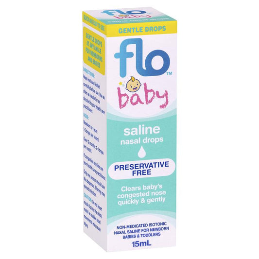FLO Baby Saline Nasal Drops 15ml - Gentle Relief for Infants-Auzzi Store