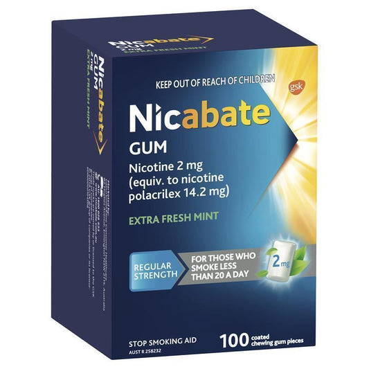 Nicabate Gum 2mg Extra Fresh 100 Pieces - Gentle Smoking Cessation Support - Auzzi Store