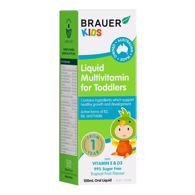Brauer Kids Liquid Multivitamin for Toddlers 100ml - Essential Nutrients for Growth