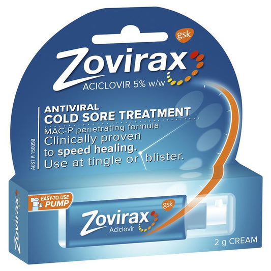 Zovirax Cold Sore Cream Pump 2g - Fast Relief for Cold Sores-Auzzi Store