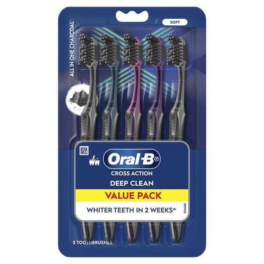 Oral-B Charcoal Cross Action Toothbrush - All in One, 5 Pack-Auzzi Store