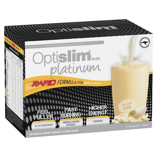 Optislim VLCD Platinum Banana Shake 21x25g Sachets - Delicious Weight Loss Solution-Auzzi Store