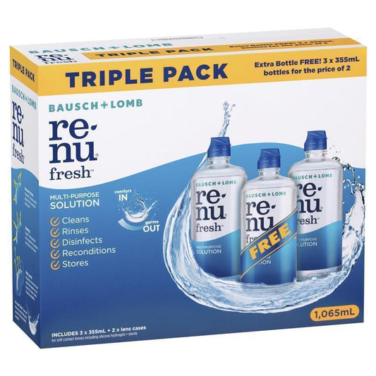 Bausch & Lomb Renu Fresh Contact Lens Solution - 3 for 2, 355ml-Auzzi Store