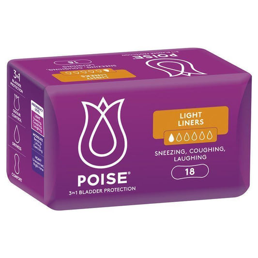 Poise Light Liners 18 Pack – Discreet Bladder & Menstrual Protection