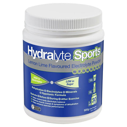 Hydralyte Sports Lemon Lime Electrolyte Powder 900g Tub - Auzzi Store