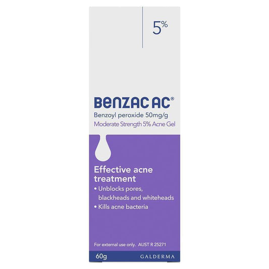 Benzac AC Gel 5% - 60g (Moderate Strength Acne Treatment)