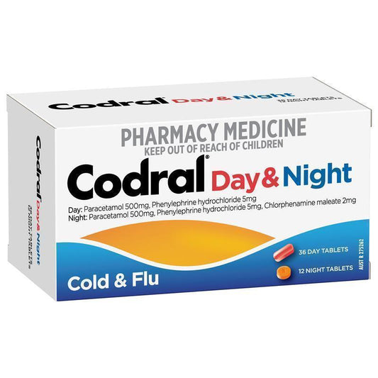Codral PE Day & Night Tablets 48 Pack - Comprehensive Relief for Cold Symptoms - Auzzi Store