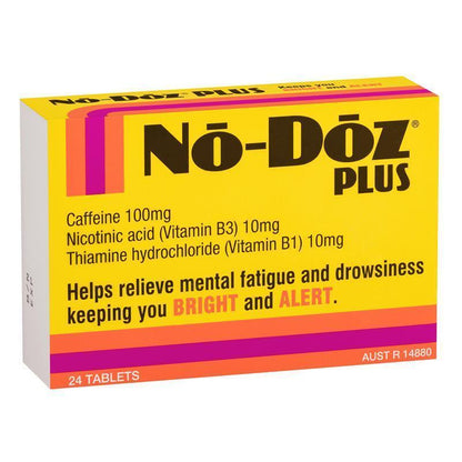 NoDoz Plus Caffeine Tablets 24 Count with Vitamins B1 & B3 for Alertness