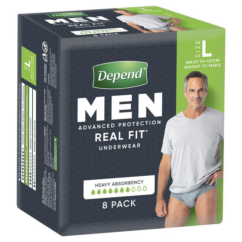 Depend Men Real Fit Underwear Large 8 Pack - Maximum Absorbency for Men-Auzzi Store