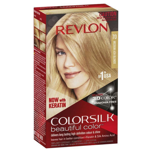 Revlon ColorSilk 70 Medium Ash Blonde - Ammonia-Free Hair Color-Auzzi Store