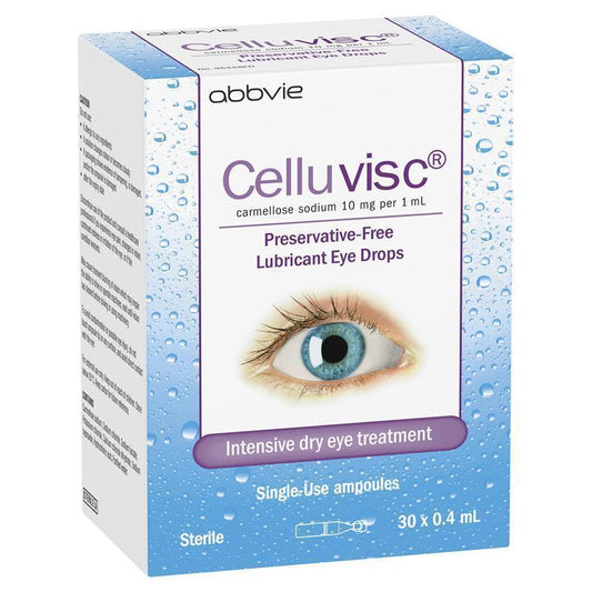 Celluvisc Eye Drops 30 x 0.4mL - Intensive Dry Eye Relief-Auzzi Store