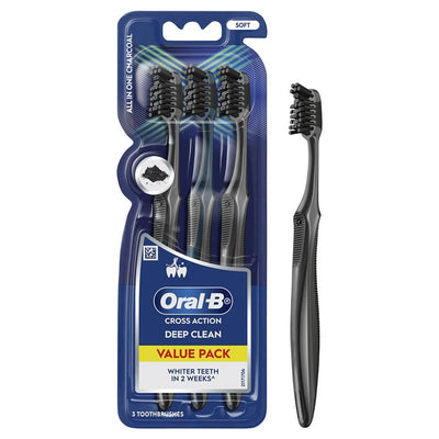 Oral-B Cross Action All In One Charcoal Toothbrush 3 Pack