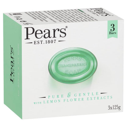 Pears Pure & Gentle Lemon Flower Soap, 3 Pack 125g