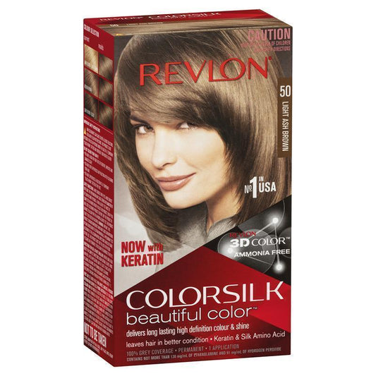 Revlon ColorSilk 50 Light Ash Brown - Ammonia-Free Hair Color-Auzzi Store