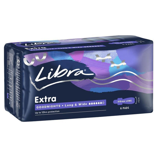 Libra Goodnights Extra Long & Wide Pads with Wings - 6 Pads