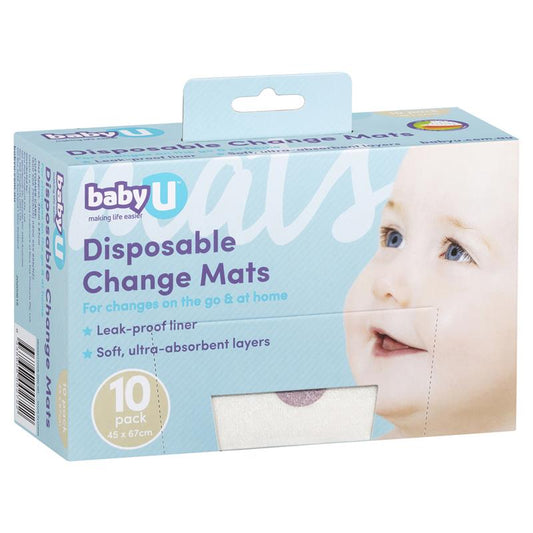 Baby U Disposable Change Mats 10 Pack - Convenient & Hygienic-Auzzi Store