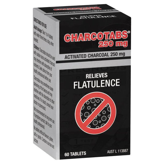Charcotabs 250mg - 60 Activated Charcoal Tablets-Auzzi Store
