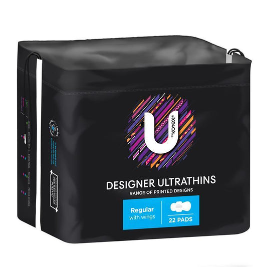 U by Kotex Designer Series Ultrathin Wings Pads, Regular, 22 Pads