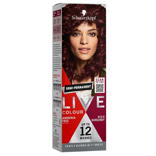 Schwarzkopf LIVE Colour Rich Burgundy - Semi-Permanent Hair Color, 75ml