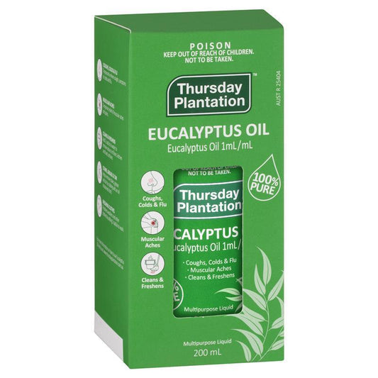 Thursday Plantation 100% Pure Eucalyptus Oil 200ml - Natural Relief for Coughs, Colds & Flu